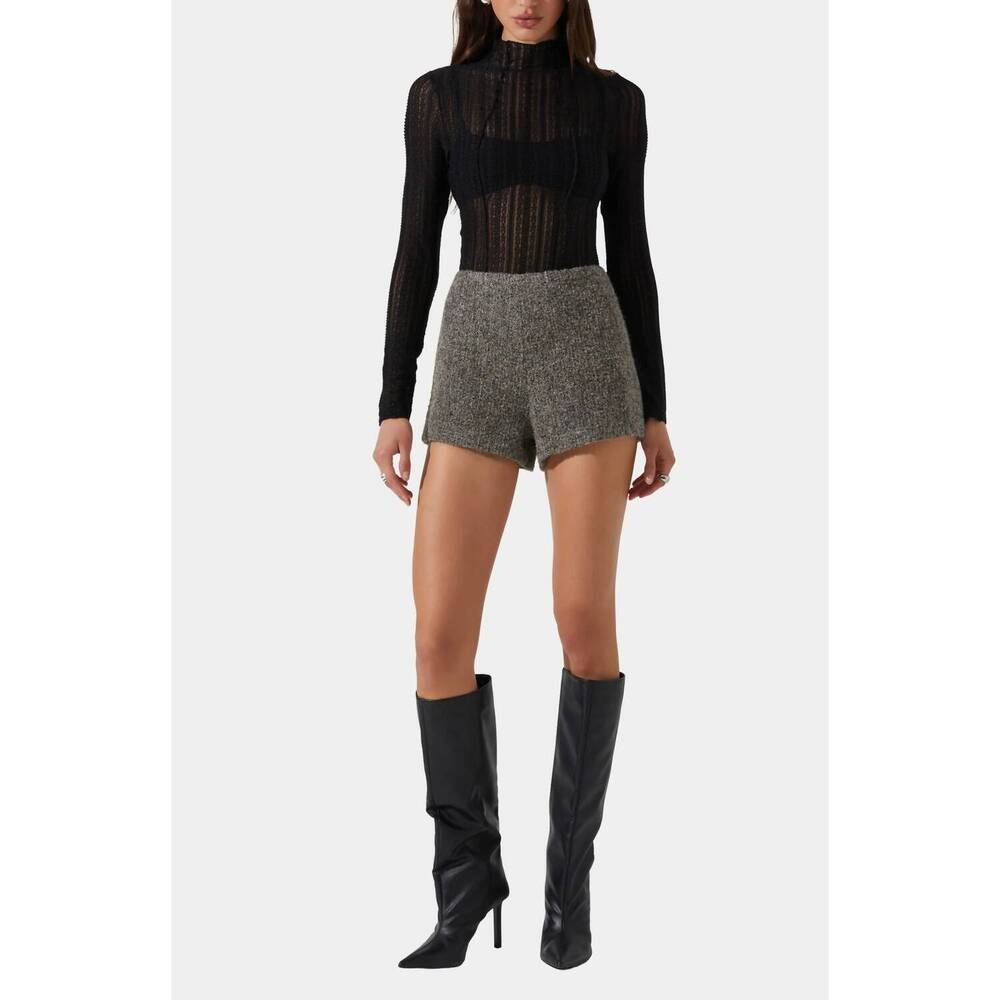 NEW ASTR rivka high waist shorts in taupe grey
